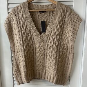 Cable Knit Camel Sweater Vest NWT size M
